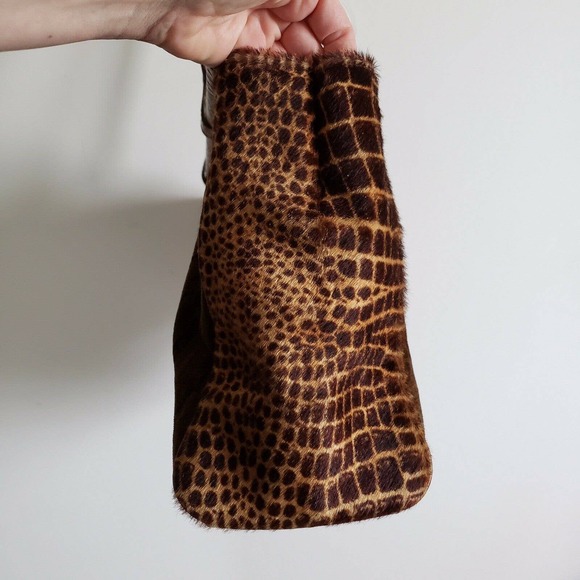 Rare Clever Carriage Company Brown Pony Hair Croc Embossed Leather Large Tote - Picture 5 of 11